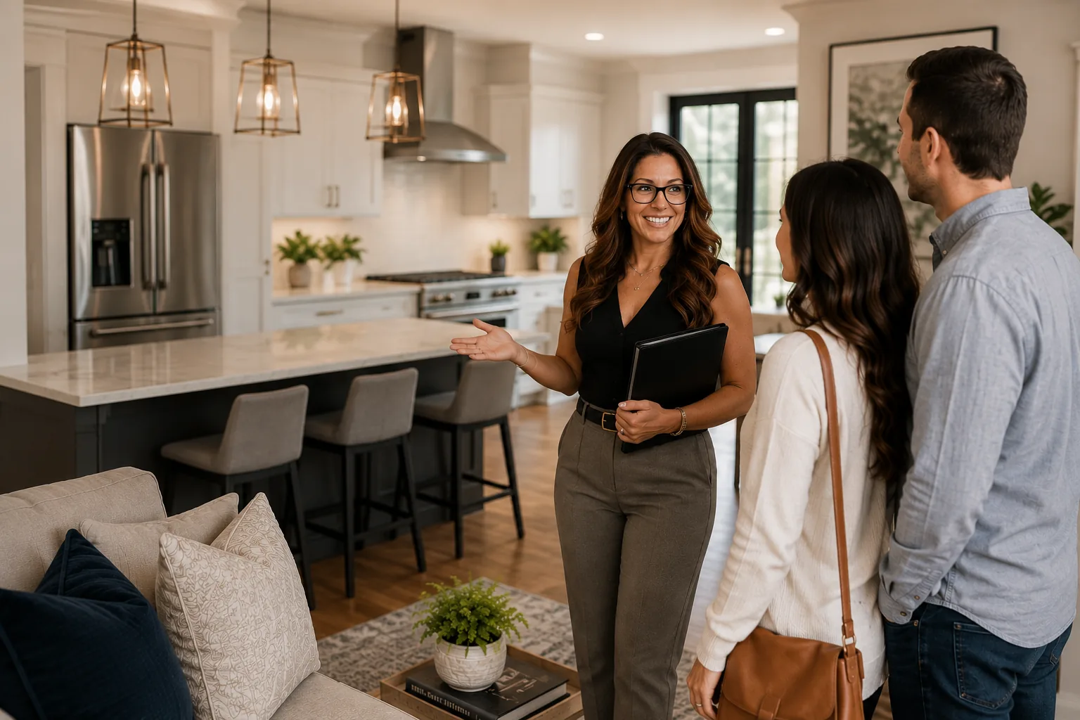 Christine helping home buyers tour a New Jersey home